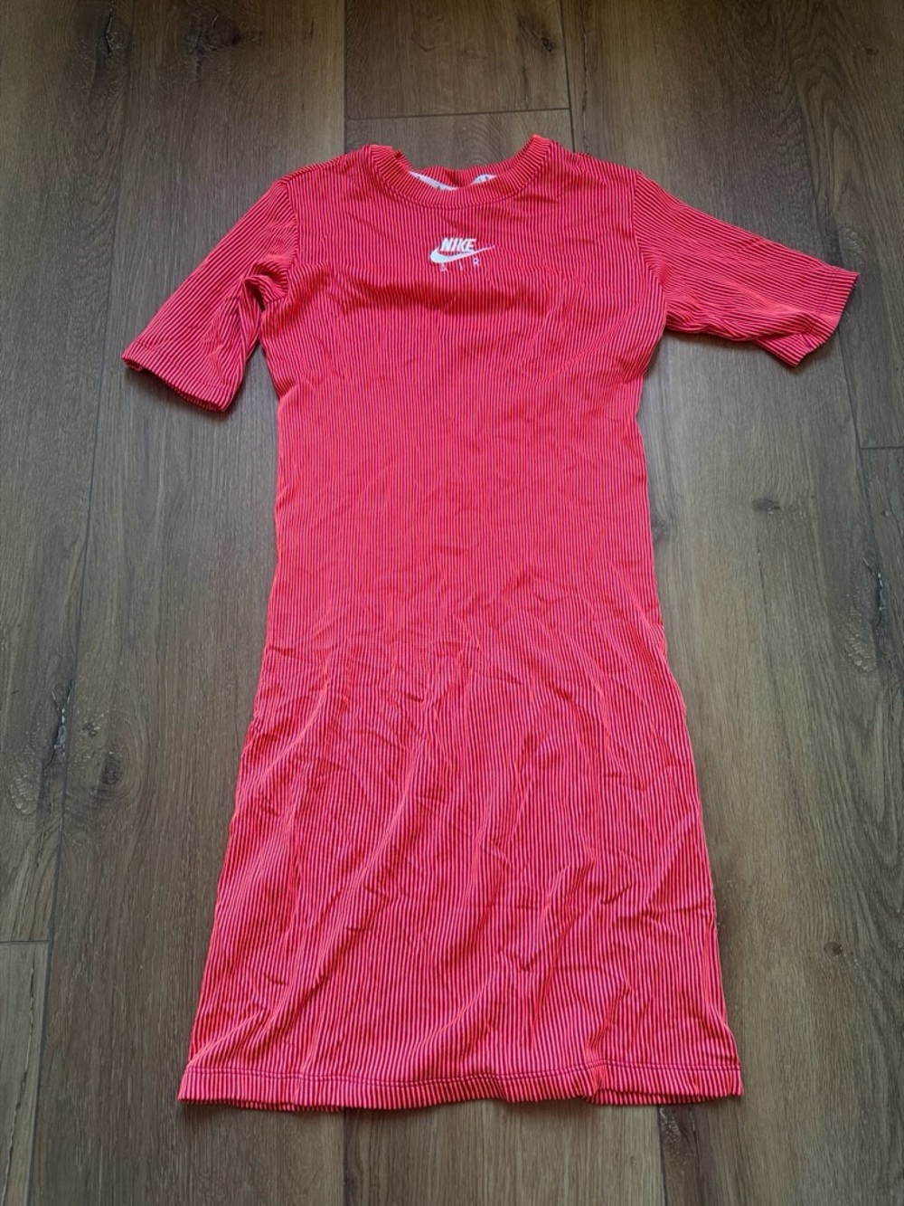 Nike Women's Coral-Pink Ribbed Midi Dress